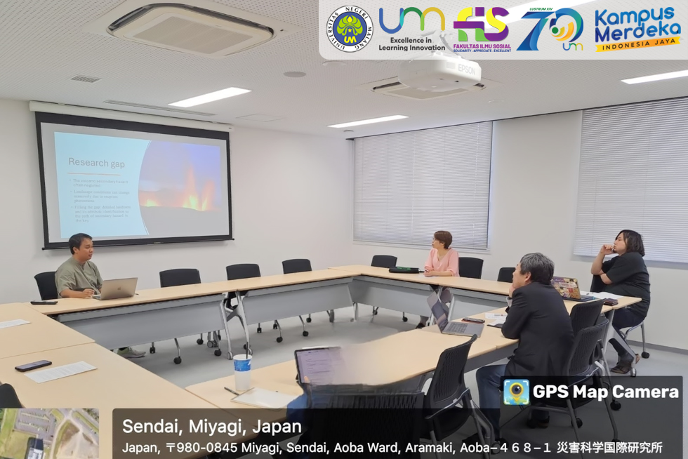 Menguatkan Kerjasama UM dengan Universitas di Jepang, Dosen FIS melakukan Research Exchange bidang kebencanaan di IRIDES, Tohoku University Jepang