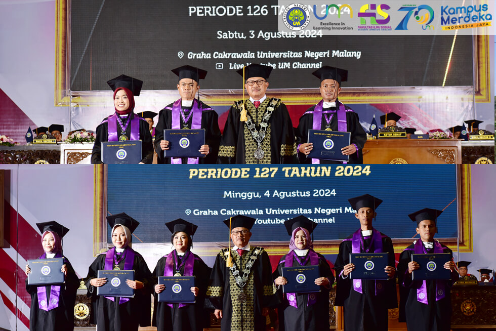 Foto Wisuda Periode 126 dan 127 Fakultas Ilmu Sosial Universitas Negeri Malang